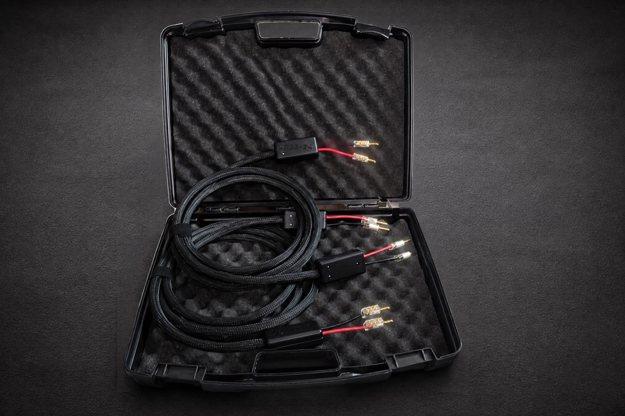 Cantico Aere speaker cables in their carry case